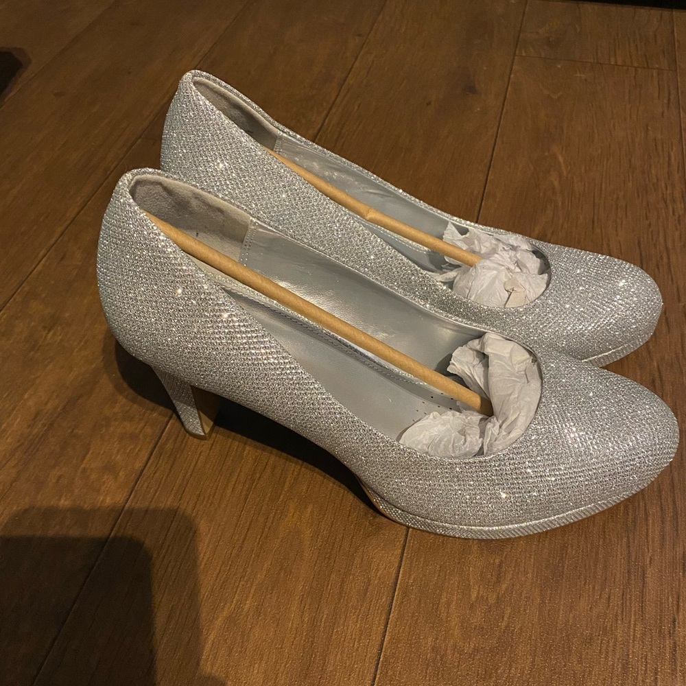 Brand new silver sparkle heels